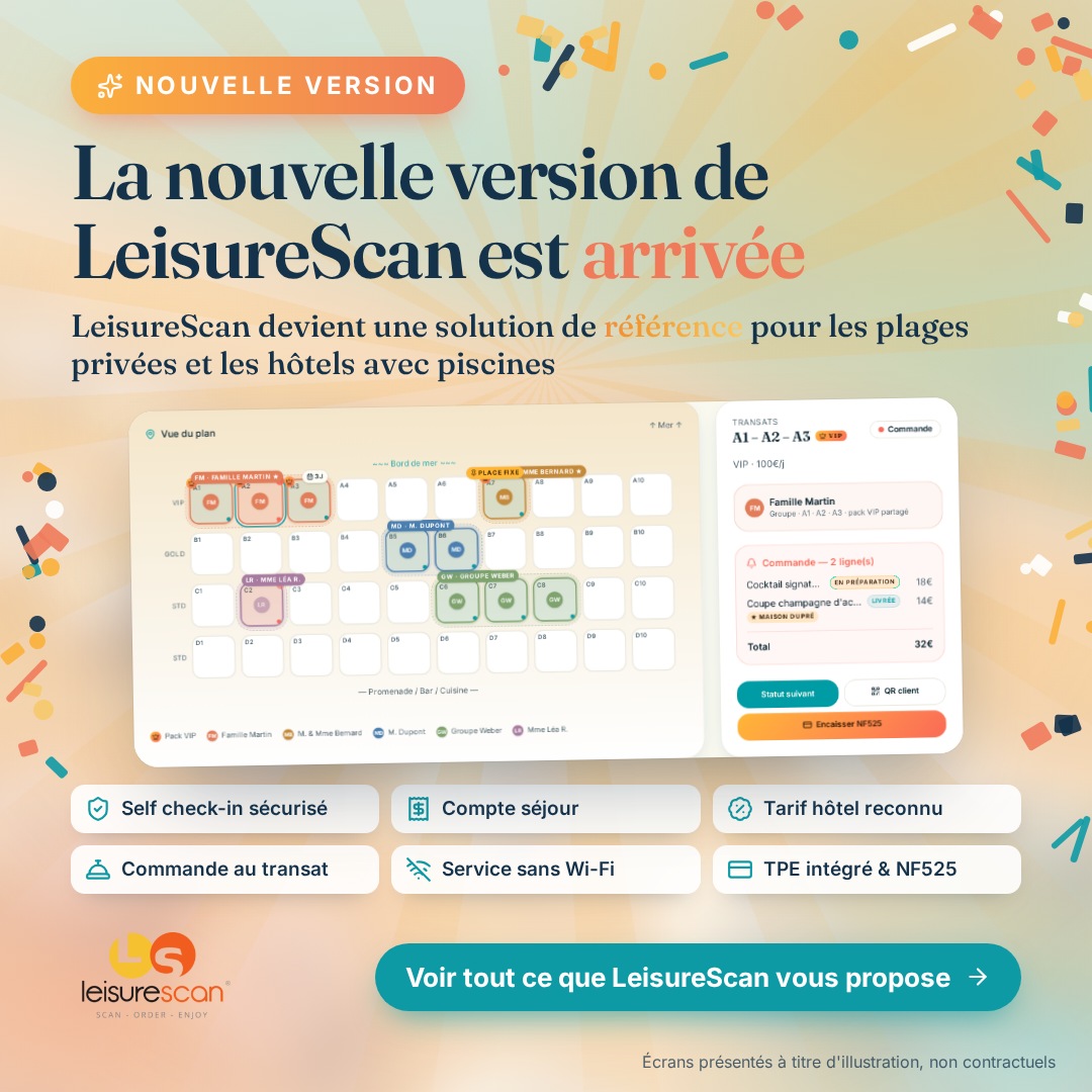 Annonce festive de la nouvelle version de LeisureScan avec le plan du jour et six nouveautés